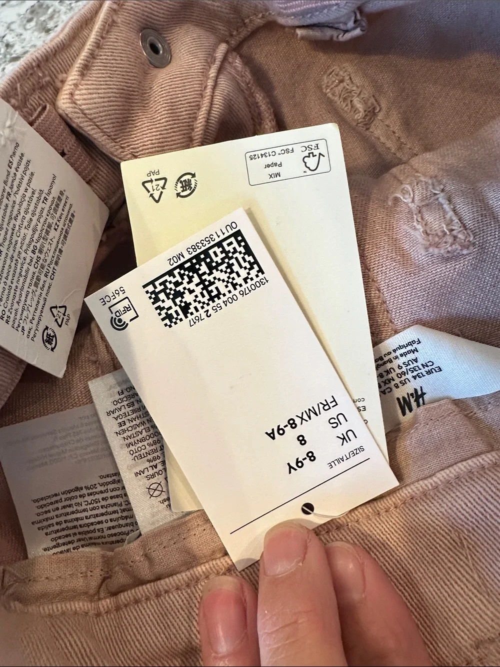 NWT H&M Girls' Blush Pink Flare-Leg Jeans. Size 8-9